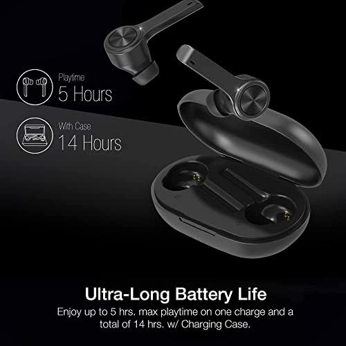 Безжични слушалки XClear с вълнуващо звучене True 5.0 Bluetooth Слушалки на ушите с зарядно калъф / Бързо сдвояване стереовызовов / Вградени микрофони / Защита от изпотяване IPX5 / Високи бас за спорт Черен