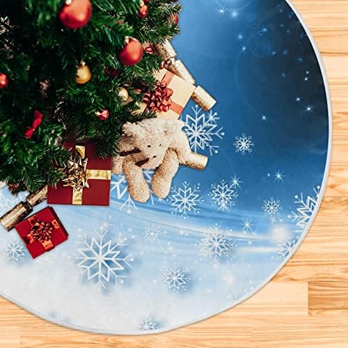 Декорация на Поли във формата на Коледно ALAZA, едно Малко Бижу под формата на Мини-Поли във формата на коледно дърво 35,4 Инча със Сини Снежинками и Звездите за Коледно парти, Украси за Дома