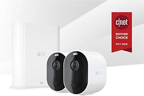 Arlo Pro 3 Фокус Camera - Система за сигурност, с 2 камери - Безжична, видео 2K и HDR, Цветно нощно виждане, двупосочен звук, преглед на 160 °, без кабели, работи с Алекса, бяла - VMS4240P