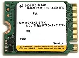 Твърд диск Micron SSD 512 GB M. 2 2230-30 мм NVMe PCIe 4,0 Gen4 x4 MTFDKBK512TFK серия 2450 за PS5 Dell, HP, Lenovo Ultrabook Surface Pro Steam Deck