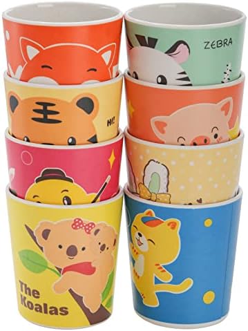 Детска чаша от бамбук Lyellfe, 8 опаковки, екологични, супер Сладки мультяшные чаши за пиене, за деца, 6 унции, без бисфенол А, Штабелируемые Забавни детски чаши за дома, партита, училища, могат да се мият в съдомиялна