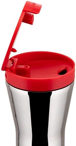 Alessi Caffa, пътна чаша с двойни стени от неръждаема стомана 18/10 и термопластичной смола, червен, Един размер