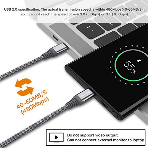 Кабел LEIVESTE C USB към USB C, Найлонов Кабел за Бързо зареждане на USB Type C е Съвместим за мъже и Жени