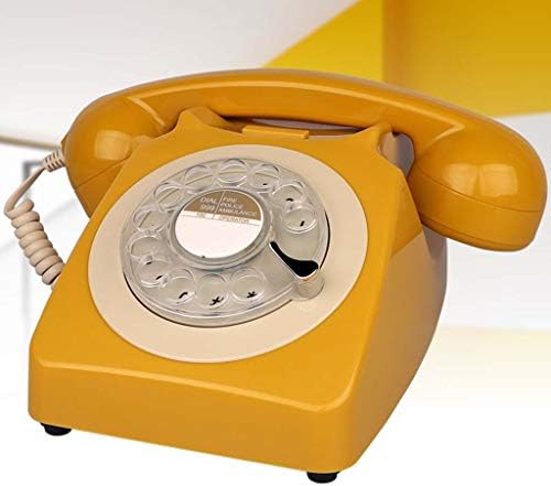 Дизайнерски ретро телефон Qdid / Телефон с превръщането набор от числа / Телефон в Ретро стил / Ретро телефон / Класически настолен телефон с превръщането избиране (цвят-Жълт)