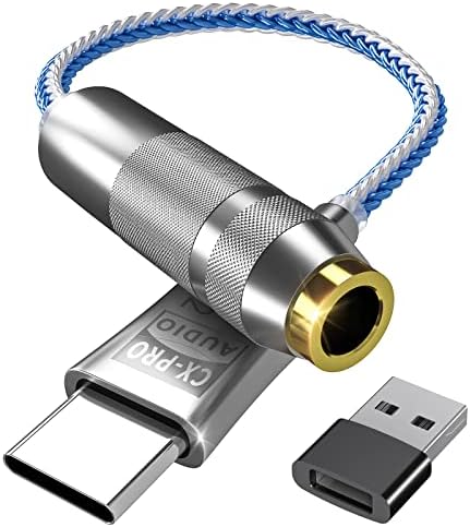 Аудиоадаптер USB C за 3,5 мм [♪ Музика без загуба в висока разделителна ♪] CX Pro Адаптор за слушалки USB C 32-битов чип КПР CX31993 с честота 384 khz, усилвател за слушалки, жак за слушалки, Hi-Fi, USB Адаптер C за