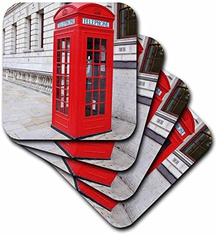 3dRose CST_56177_3 Известните Червени Телефонни кабини в Лондон, Подложки за керамични плочки, Комплект от 4