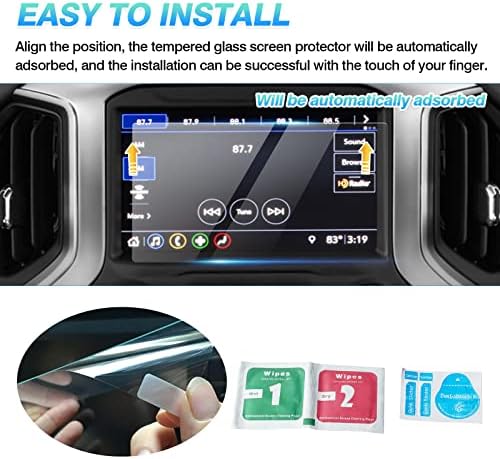 Автозаказ, специално подходящ за защитно фолио за екрана 2014-2019 2020 2021 Chevy/Chevrolet Silverado 1500 Аксесоари, изработени от закалено стъкло 9H Навигационна защитно фолио за сензорния екран (8 инча)