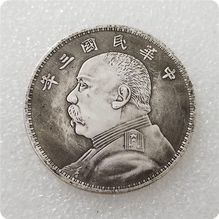 Старинни ръчно изработени изделия с Диаметър 45 мм и Три години на Китайската Република сребърно покритие Старата Сребърна Доларова монета 051