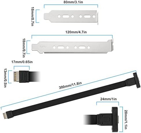 Пълнители заглавието на предния панел MZHOU USB 3.1, двойна штекерный кабел тип C и Двойни штекерный кабел тип E с група цял ръст и нисък профил и крепежни винтове (около 11,8 инча), черен