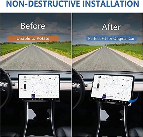 Управляемият определяне на екрана BOENMO е Съвместимо с Tesla Model 3 Модел Y 2017-2023 Настройка в четири Посоки, Отточна тръба на шарнирна връзка на Притежателя на екрана на Централната конзола Поставка за завоя GPS
