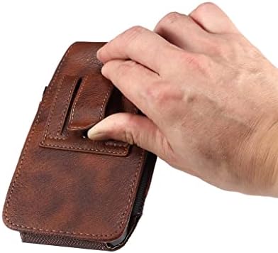 SDFGH Кожена Мъжка поясная чанта за мобилен телефон със щипка за колан, калъф-кобур, чанта за мобилен телефон, Открит чанта-кобур за надбедрен колан (Цвят: D, размер: 6,3-6,9 инча)
