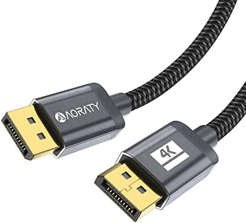 AORATY DisplayPort Кабел с дължина 6,6 фута от ДП до DP Cable1.2, [4K @ 60Hz, 2K @ 165Hz, 2K @ 144Hz] Кабел с позлатен оплеткой Display Port за монитор за компютър, видео карти, tv, PC, лаптоп