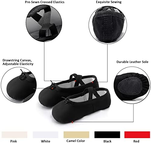 URDOGSL/Женски Балетные обувки За момичета; Парусиновые Танцови Чехли с еластичен шнур; Танцови Обувки Без Завязок На Разрезной Подметка
