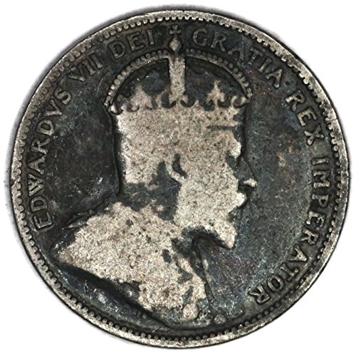 1910 ОК. Едуард VII Канадски КМ 11a Сребро 25 Цента Много добро