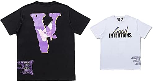 Nhicdns V-Образна Риза в стил Хип-Хоп Тениска с Кръгло Деколте и Писмото Принтом, Ежедневни Памучни Блузи за Мъже, Жени, Младежи
