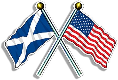 Развевающиеся знамена на САЩ и Шотландия-стикер на полюсите (американско-шотландски)