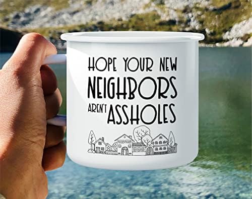 Retreez Надявам се, че новите си съседи не Задници Собствениците На Housewarming 16 Унции Эмалированная Чаша от Неръждаема Стомана за къмпинг, Кафеена чаша за огъня, Забавен Саркастични подарък за рожден ден на приятел,