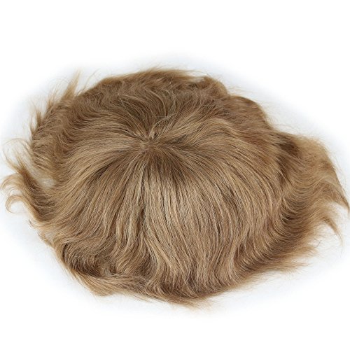 Dreambeauty Мъжка Перука 10 × 8 От Истински Човешки коси, Перука от Фина Кожа, Система за Подмяна Косата на Окото в основата на Монофиламенти за Мъже (21 )