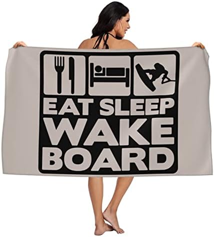 CUTEDWARF Eat Sleep Уейкборд Кърпи за баня, За Банята Абсорбиращи Кърпи За Ръце Мека Гъба Премиум Бързо Да
