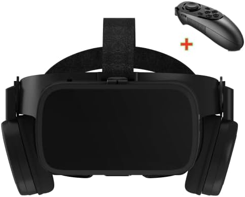 Слушалки LONGLU VR, съвместима с iPhone, телефон с Android, 3D Очила за виртуална реалност с безжични слушалки Bluetooth за филми и видео игри, Стерео шлем за виртуална реалност за Android, 4.7-6.2 (черен)