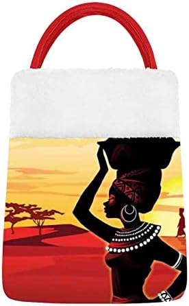 Африкански Женски Коледни Чанти, Скъпа Чанта-Тоут, Джоб За Съхранение На Шоколадови Бонбони, Коледна Елха, Висящи Декоративни