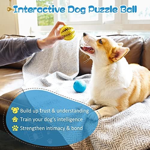 Играчки-Пъзели за кучета HIPPIH, 2 опаковки, Интерактивни Играчки за големи и малки кучета, Играчки за малки кученца, за да се раздадат Деликатеси, Трайни Топки за почистване на зъбите / тренировка за ИНТЕЛИГЕНТНОСТ,