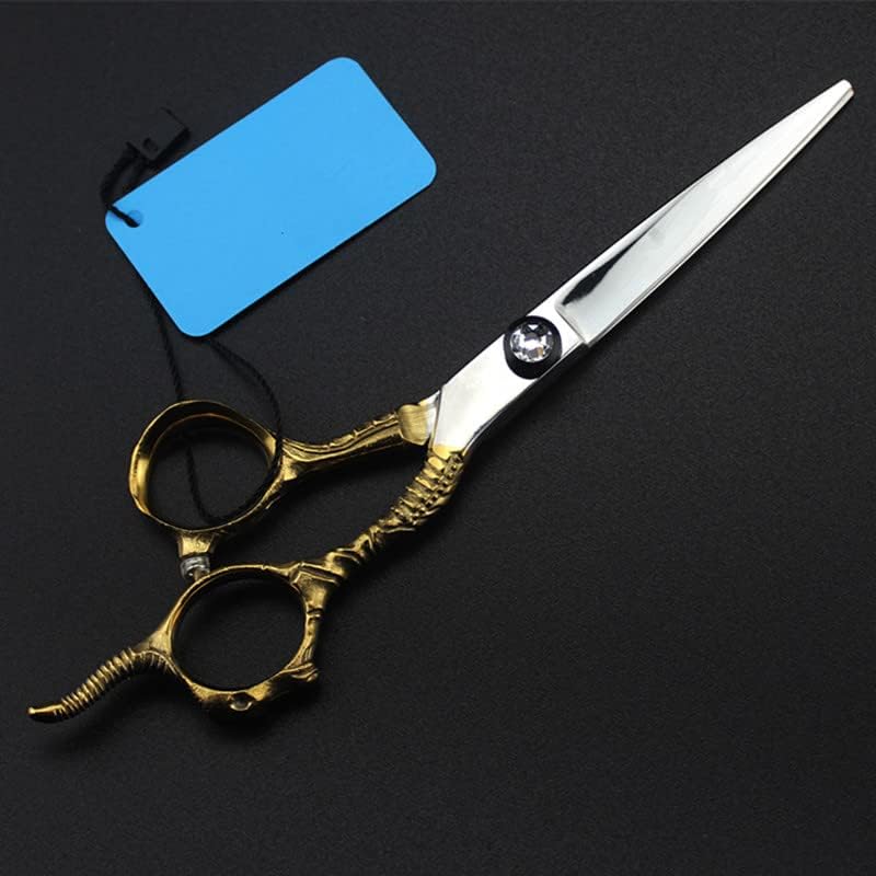 Ножица за подстригване на коса, 6 инча Професионални Японски 440c златни ножици за подстригване на коса с овча глава, ножици за стригане, филировочные фризьорски ножици, фризьорски ножици (цвят: Прорезна)