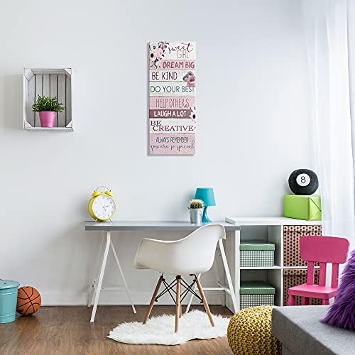 Вдъхновяващи фрази Stupell Industries хубаво момиче, нежно-розови цветове, дизайн на Ким Алън, платно, стенно изкуство, 13 x 30
