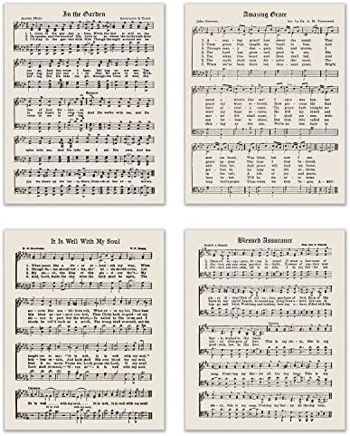 Религиозни християнски химни - Комплект от 4 (8 инча х 10 инча) Печат на снимки - Снимки, Бележки на Евангелието