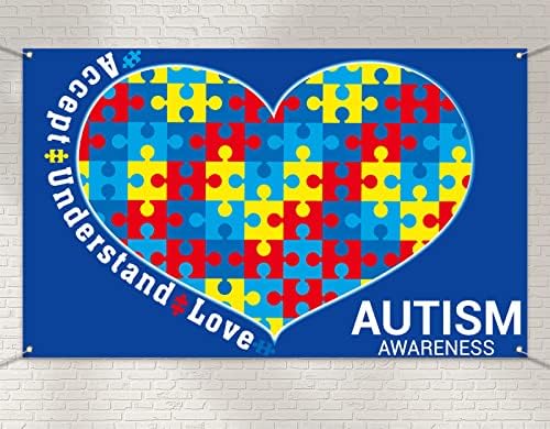 Информираността За Аутизма Фон За Фотобудки Да Вземе Разберат Любовта На Априлското Украса Парче От Пъзела Сърцето Снимка На Фона На Декор