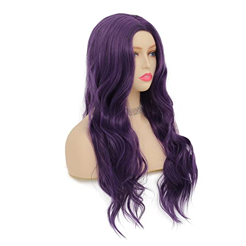 Tseses лилаво къдрава дълги женски перуки от естествена средната част на коса, перуки, направени от синтетични косми, за жени, вечерни, на Хелоуин, за cosplay