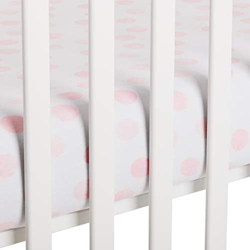 Чаршаф за легло Анди Mae - Акварельно-Розово на точки - Памук-Джърси - Подходяща за стандартни легла или матраци за деца