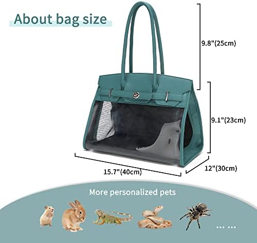 Чанта за домашни любимци Lilliella Стилна чанта за малки кученца, здрава, я надраскат лесно, висока прозрачност, сгъваема, чанта, изработена от котешка кожа за пътуване на открито, одобрен от авиокомпанията, Заек, гущер