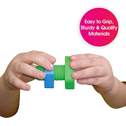 Детска играчка Edushape Nuts & Bolts, 12 теми - Ярък, колоритен и уникален текстурирани однотонная допир играчка - помага да се когнитивному развитие, развитие на багажника, малък мотор, тактилните усещания на децата