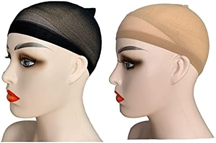От 2 бр. до черни светло кафяви шапки за еднократна употреба за перуки, мрежа за коса, еластична подплата, на окото на мрежата за производство на перуки (цвят: бежов, 5 пакета, 10 бр.)