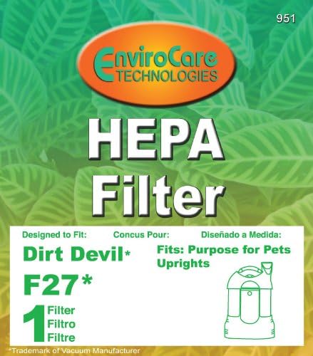 Заменяеми Филтър за прахосмукачка EnviroCare Premium HEPA, предназначен за филтриране на Dirt Devil F27, Предназначени за Подпори на домашни любимци