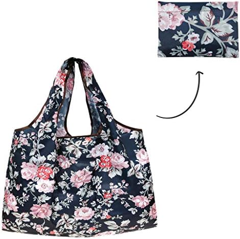 Упаковываемые Екологично Чисти Големи Найлонови торбички за пазаруване за многократна употреба употреба (комплект от 3 броя), Rose Garden