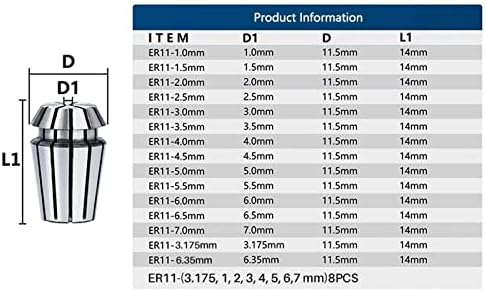 Патронник патронник GRUNI ER11 1-7 мм 1/4 1/8 AA 0,008 mm точност ръководят ER Пружинен патронник патронник за смилане малко Битумен притежателя на 1 бр. Размер: ER11 3.0 мм)