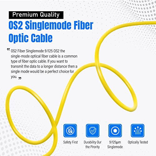 Оптичен кабел NewYork Cables™ 1M OS2 LC-LC | Однорежимный Duplex свързващ кабел Corning 9/125 LC-LC | Високоскоростен оптичен кабел SMF с дължина 1 метър (3,28 фута) | однорежимный мрежов кабел LC-LC (жълт)