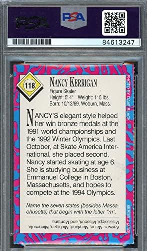 Пощенска картичка с автограф Нанси Кериган 1993 Sports Illustrated Kids PSA Auto 10