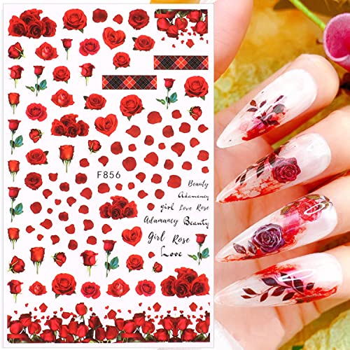 Етикети за дизайн на ноктите с Рози, 3D Самозалепващи, за да проверите за Дизайн на ноктите, Пролетни Цветни Рози, Аксесоари за Дизайн на ноктите, за Изискани жени и Момичета, Направи си сам, Акрилни Дизайн на ноктите,