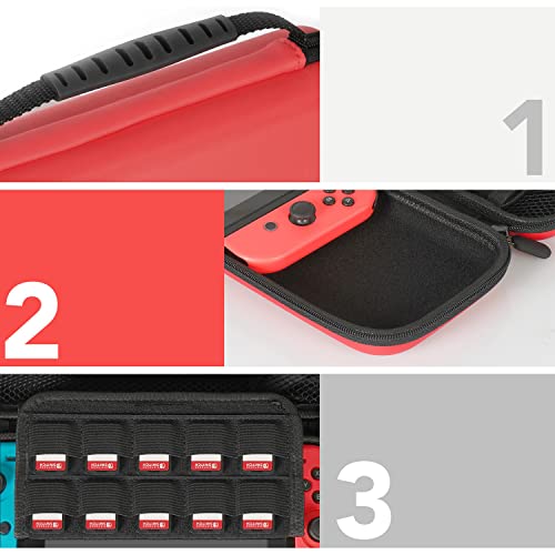 Калъф за носене Basics Nintendo Switch и комплект защитно фолио за екрана - Червен