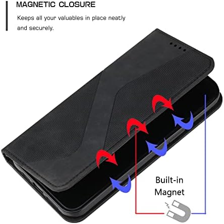Защитен калъф-портфейл с кобур за Xiaomi 12T/12T Pro е съвместим с калъф Xiaomi 12T /12T Pro [устойчив на удари вътрешен калъф от TPU], калъф от изкуствена кожа с магнитно панти капак, скоба за колан (Цвят: черен)