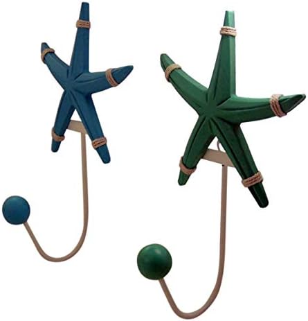 Стенен куки във формата на морски звезди, синьо и Тюркоаз, комплект от 2, 10 1/2 инча