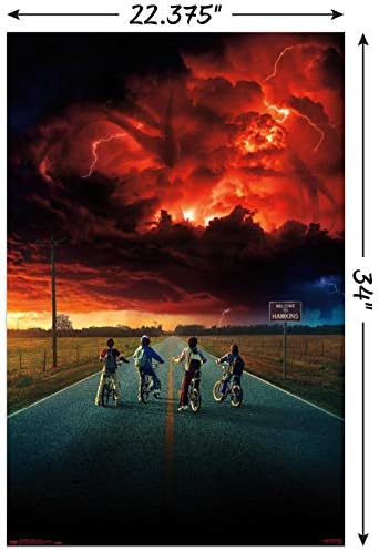 Международни тенденции Netflix Странни неща: Сезон 2 - Стенен плакат Key Art, 22,375 x 34, Комплект за плаката и закрепване на