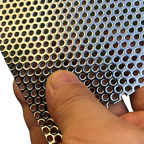 Перфорирани метални листове FengYoo-Разширени и перфорирани листове -Перфориран лист от неръждаема стомана-Дупка 20GA 0,12 инча (около 3 мм 1/8 инча) 11,8 X5.9 -Метална мрежа за вентилация и филтриране на дим