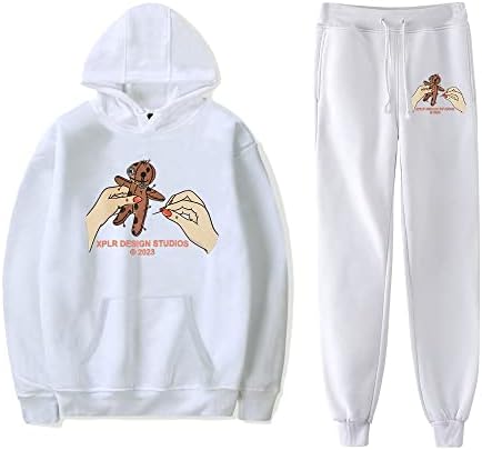 MARLLEGEBEE Сам и Колби XPLR Вуду Hoody Панталони за Джогинг Комплект от две части Качулки + Спортни Панталони За Жени, Мъжки Костюм