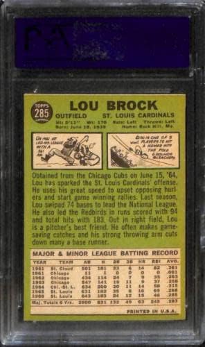 1967 Topps 285 Лу Брок (Копито) на Psa 8 20811141 - Бейзболни картички с надпис