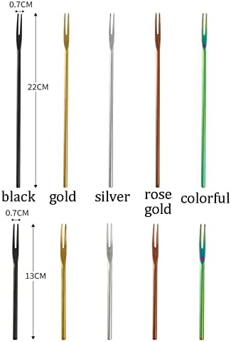 BYBYCD 1 бр. Плодови Вилица, Плодови клечка за Зъби, Вилица за мариноване, Неръждаема Стомана, Дълга Дръжка, Плодови клечка за Зъби, Съдове, Кухненски Принадлежности (13 см, сребро)