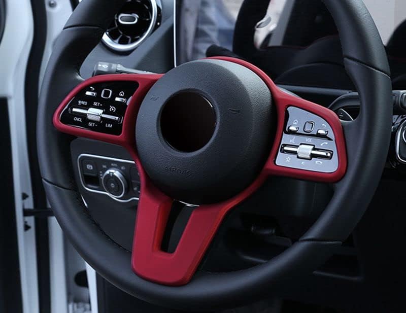 Eppar Нов Защитен калъф на волана, съвместими с Mercedes Benz A-Class W177 2019-2022 A180 A200 A220 A250 (червено, изработени от въглеродни влакна)
